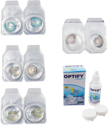 

Optify Combo Pack Monthly Color Contact Lens With Solution Monthly Contact Lens(0, Aqua-Natural Grey-Green-Grey, Pack of 4)