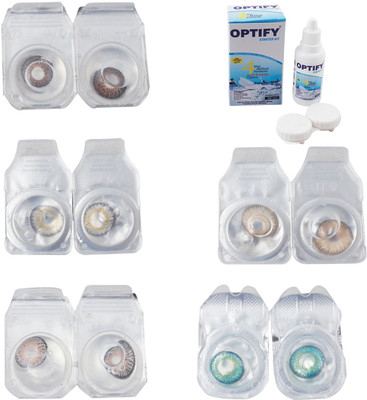 

Optify Combo Pack Monthly Color Contact Lens With Solution Monthly Contact Lens(0, Brown-Natural Grey-Grey-Hazel-Green Turquoise, Pack of 5)
