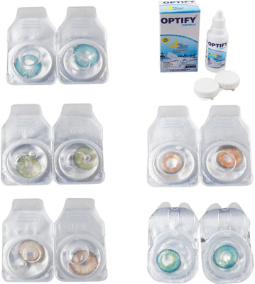 

Optify Combo Pack Monthly Color Contact Lens With Solution Monthly Contact Lens(0, Aqua-Green-Hazel-Honey-Green Turquoise, Pack of 5)