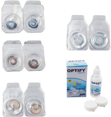 

Optify Combo Pack Monthly Color Contact Lens With Solution Monthly Contact Lens(0, Blue-Brown-Hazel-Sea Blue, Pack of 4)