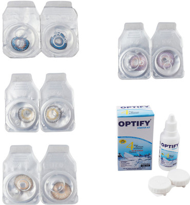 

Optify Combo Pack Monthly Color Contact Lens With Solution Monthly Contact Lens(0, Blue-Natural Grey-Hazel-Violet, Pack of 4)