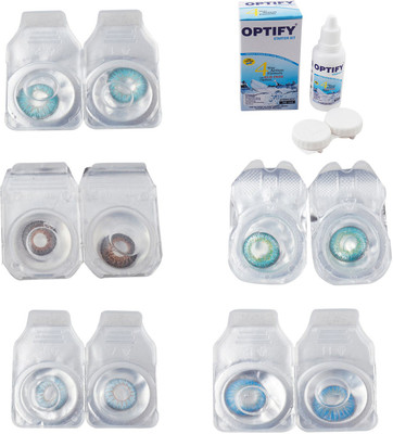 

Optify Combo Pack Monthly Color Contact Lens With Solution Monthly Contact Lens(0, Aqua-Brown-Sea Blue-Green Turquoise-Blue Topaz, Pack of 5)