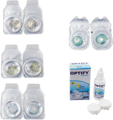 

Optify Combo Pack Monthly Color Contact Lens With Solution Monthly Contact Lens(0, Natural Grey-Green-Sea Blue-Green Turquoise, Pack of 4)