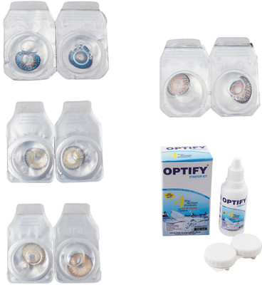 

Optify Combo Pack Monthly Color Contact Lens With Solution Monthly Contact Lens(0, Blue-Natural Grey-Gold-Grey, Pack of 4)