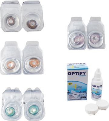 

Optify Combo Pack Monthly Color Contact Lens With Solution Monthly Contact Lens(0, Brown-Honey-Green Turquoise-Violet, Pack of 4)