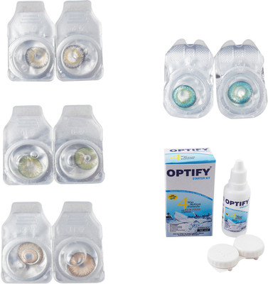 

Optify Combo Pack Monthly Color Contact Lens With Solution Monthly Contact Lens(0, Natural Grey-Green-Hazel-Green Turquoise, Pack of 4)
