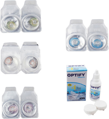 

Optify Combo Pack Monthly Color Contact Lens With Solution Monthly Contact Lens(0, Green-Grey-Violet-Blue Topaz, Pack of 4)