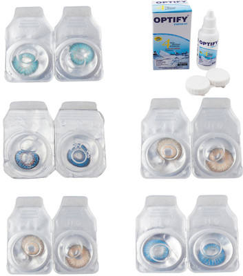 

Optify Combo Pack Monthly Color Contact Lens With Solution Monthly Contact Lens(0, Aqua-Blue-Gold-Hazel-Blue Topaz, Pack of 5)
