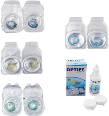 

Optify Combo Pack Monthly Color Contact Lens With Solution Monthly Contact Lens(0, Blue-Green-Green Turquoise-Blue Topaz, Pack of 4)