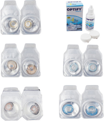 

Optify Combo Pack Monthly Color Contact Lens With Solution Monthly Contact Lens(0, Natural Grey-Gold-Grey-Sea Blue-Blue Topaz, Pack of 5)