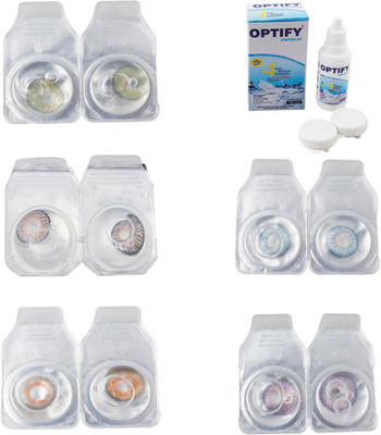 

Optify Combo Pack Monthly Color Contact Lens With Solution Monthly Contact Lens(0, Green-Grey-Honey-Sea Blue-Violet, Pack of 5)