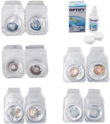 

Optify Combo Pack Monthly Color Contact Lens With Solution Monthly Contact Lens(0, Blue-Brown-Natural Grey-Honey-Sea Blue, Pack of 5)