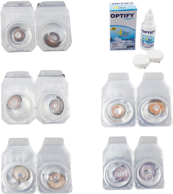 

Optify Combo Pack Monthly Color Contact Lens With Solution Monthly Contact Lens(0, Brown-Grey-Hazel-Honey-Violet, Pack of 5)