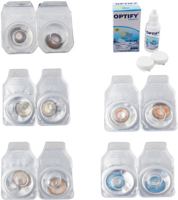 

Optify Combo Pack Monthly Color Contact Lens With Solution Monthly Contact Lens(0, Brown-Natural Grey-Hazel-Honey-Blue Topaz, Pack of 5)