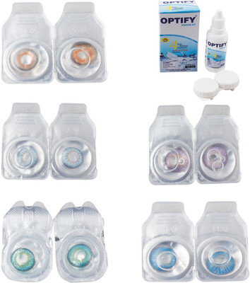 

Optify Combo Pack Monthly Color Contact Lens With Solution Monthly Contact Lens(0, Honey-Sea Blue-Green Turquoise-Violet-Blue Topaz, Pack of 5)
