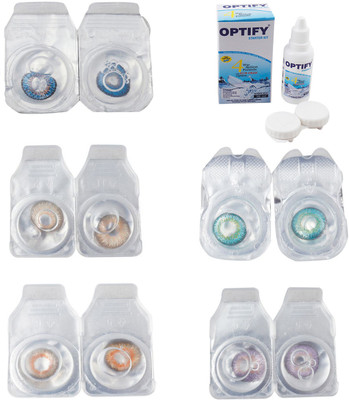 

Optify Combo Pack Monthly Color Contact Lens With Solution Monthly Contact Lens(0, Blue-Gold-Honey-Green Turquoise-Violet, Pack of 5)