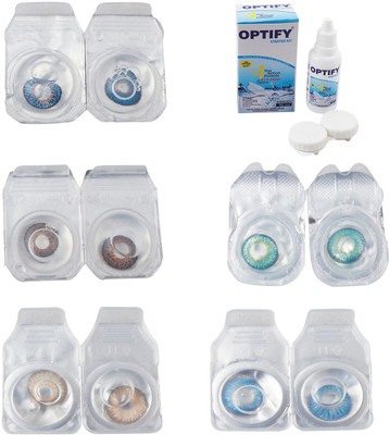 

Optify Combo Pack Monthly Color Contact Lens With Solution Monthly Contact Lens(0, Blue-Brown-Hazel-Green Turquoise-Blue Topaz, Pack of 5)