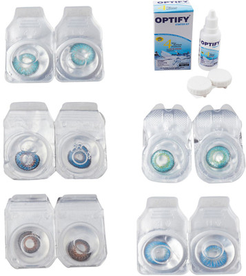 

Optify Combo Pack Monthly Color Contact Lens With Solution Monthly Contact Lens(0, Aqua-Blue-Brown-Green Turquoise-Blue Topaz, Pack of 5)