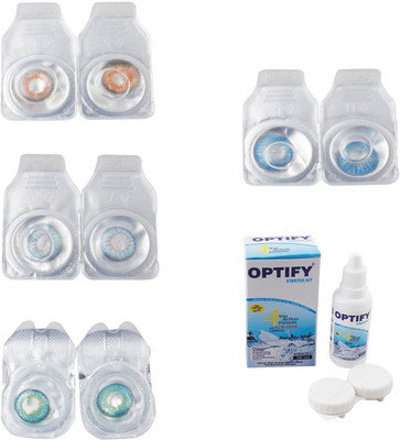 

Optify Combo Pack Monthly Color Contact Lens With Solution Monthly Contact Lens(0, Honey-Sea Blue-Green Turquoise-Blue Topaz, Pack of 4)