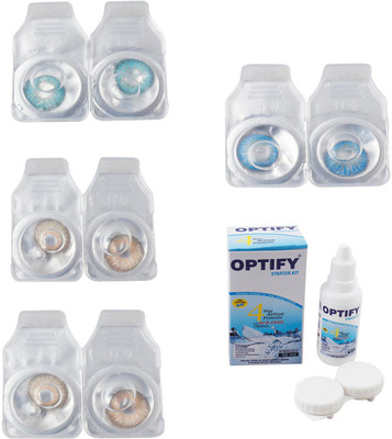 

Optify Combo Pack Monthly Color Contact Lens With Solution Monthly Contact Lens(0, Aqua-Gold-Hazel-Blue Topaz, Pack of 4)
