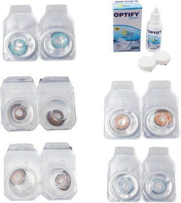 

Optify Combo Pack Monthly Color Contact Lens With Solution Monthly Contact Lens(0, Aqua-Brown-Grey-Honey-Sea Blue, Pack of 5)