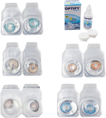 

Optify Combo Pack Monthly Color Contact Lens With Solution Monthly Contact Lens(0, Aqua-Gold-Grey-Honey-Blue Topaz, Pack of 5)