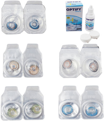 

Optify Combo Pack Monthly Color Contact Lens With Solution Monthly Contact Lens(0, Blue-Gold-Green-Grey-Blue Topaz, Pack of 5)