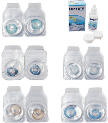 

Optify Combo Pack Monthly Color Contact Lens With Solution Monthly Contact Lens(0, Aqua-Blue-Hazel-Sea Blue-Blue Topaz, Pack of 5)