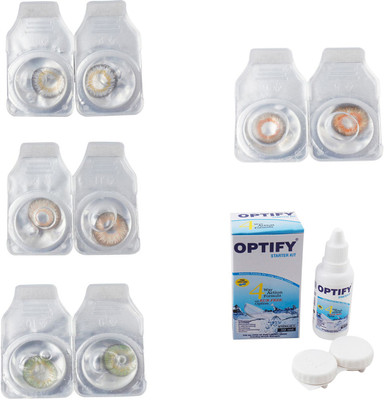 

Optify Combo Pack Monthly Color Contact Lens With Solution Monthly Contact Lens(0, Natural Grey-Gold-Green-Honey, Pack of 4)