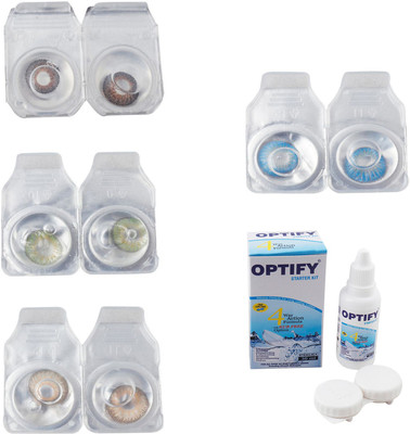 

Optify Combo Pack Monthly Color Contact Lens With Solution Monthly Contact Lens(0, Brown-Green-Hazel-Blue Topaz, Pack of 4)