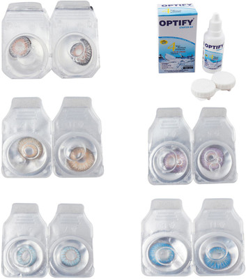 

Optify Combo Pack Monthly Color Contact Lens With Solution Monthly Contact Lens(0, Grey-Hazel-Sea Blue-Violet-Blue Topaz, Pack of 5)