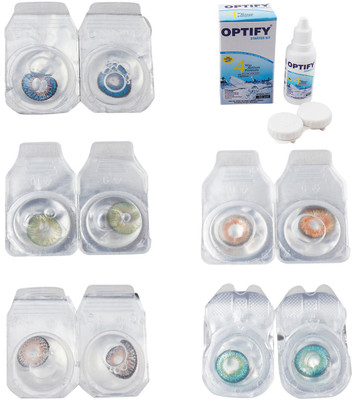 

Optify Combo Pack Monthly Color Contact Lens With Solution Monthly Contact Lens(0, Blue-Green-Grey-Honey-Green Turquoise, Pack of 5)