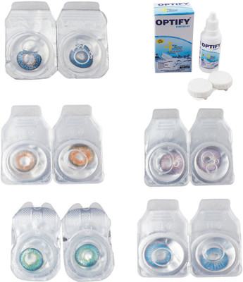 

Optify Combo Pack Monthly Color Contact Lens With Solution Monthly Contact Lens(0, Blue-Honey-Green Turquoise-Violet-Blue Topaz, Pack of 5)