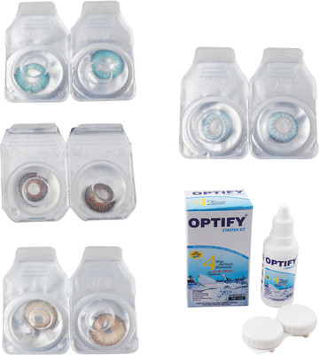 

Optify Combo Pack Monthly Color Contact Lens With Solution Monthly Contact Lens(0, Aqua-Brown-Hazel-Sea Blue, Pack of 4)