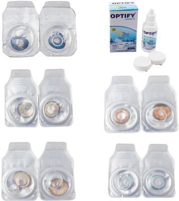 

Optify Combo Pack Monthly Color Contact Lens With Solution Monthly Contact Lens(0, Blue-Natural Grey-Hazel-Honey-Sea Blue, Pack of 5)