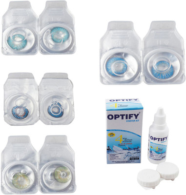 

Optify Combo Pack Monthly Color Contact Lens With Solution Monthly Contact Lens(0, Aqua-Blue-Green-Blue Topaz, Pack of 4)