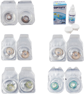 

Optify Combo Pack Monthly Color Contact Lens With Solution Monthly Contact Lens(0, Brown-Gold-Green-Hazel-Green Turquoise, Pack of 5)