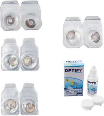

Optify Combo Pack Monthly Color Contact Lens With Solution Monthly Contact Lens(0, Brown-Natural Grey-Gold-Grey, Pack of 4)