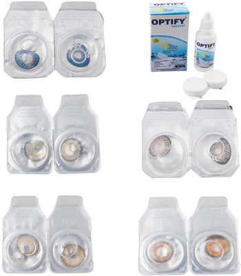 

Optify Combo Pack Monthly Color Contact Lens With Solution Monthly Contact Lens(0, Blue-Natural Grey-Gold-Grey-Honey, Pack of 5)