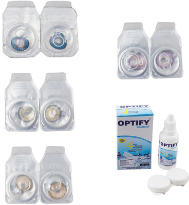 

Optify Combo Pack Monthly Color Contact Lens With Solution Monthly Contact Lens(0, Blue-Natural Grey-Gold-Violet, Pack of 4)