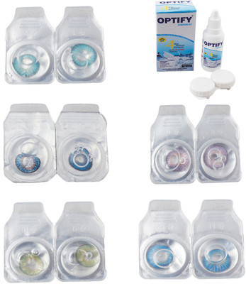 

Optify Combo Pack Monthly Color Contact Lens With Solution Monthly Contact Lens(0, Aqua-Blue-Green-Violet-Blue Topaz, Pack of 5)