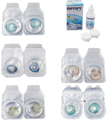 

Optify Combo Pack Monthly Color Contact Lens With Solution Monthly Contact Lens(0, Aqua-Blue-Green-Hazel-Green Turquoise, Pack of 5)