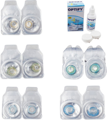 

Optify Combo Pack Monthly Color Contact Lens With Solution Monthly Contact Lens(0, Natural Grey-Green-Sea Blue-Green Turquoise-Blue Topaz, Pack of 5)