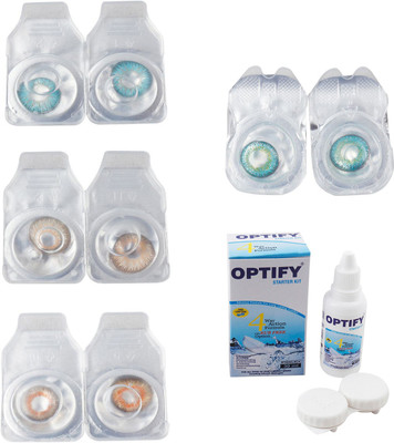 

Optify Combo Pack Monthly Color Contact Lens With Solution Monthly Contact Lens(0, Aqua-Hazel-Honey-Green Turquoise, Pack of 4)
