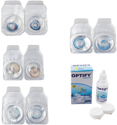 

Optify Combo Pack Monthly Color Contact Lens With Solution Monthly Contact Lens(0, Blue-Gold-Sea Blue-Blue Topaz, Pack of 4)
