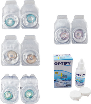 

Optify Combo Pack Monthly Color Contact Lens With Solution Monthly Contact Lens(0, Aqua-Hazel-Green Turquoise-Violet, Pack of 4)
