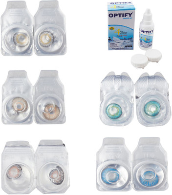 

Optify Combo Pack Monthly Color Contact Lens With Solution Monthly Contact Lens(0, Natural Grey-Gold-Grey-Green Turquoise-Blue Topaz, Pack of 5)