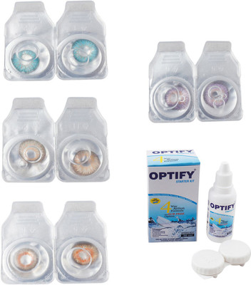 

Optify Combo Pack Monthly Color Contact Lens With Solution Monthly Contact Lens(0, Aqua-Hazel-Honey-Violet, Pack of 4)