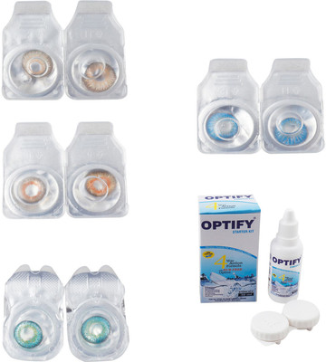 

Optify Combo Pack Monthly Color Contact Lens With Solution Monthly Contact Lens(0, Hazel-Honey-Green Turquoise-Blue Topaz, Pack of 4)