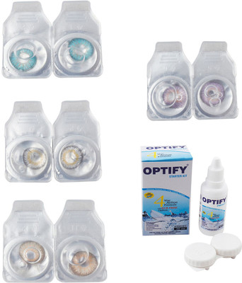 

Optify Combo Pack Monthly Color Contact Lens With Solution Monthly Contact Lens(0, Aqua-Natural Grey-Hazel-Violet, Pack of 4)